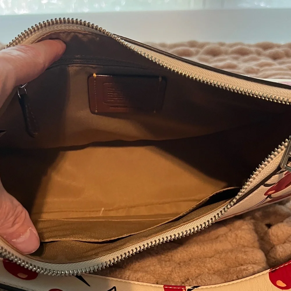 Coach Cherry Print Shoulder Bag - Cream and Red - Picture 6 of 7